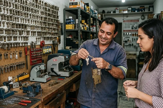 Chaveiro criando um guia sobre segurança de chaves em Araruama.
